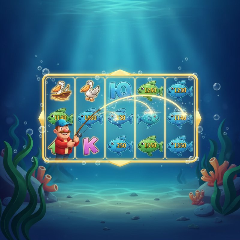 Fishin Frenzy free spins round with fisherman wild collecting fish prize values on screen